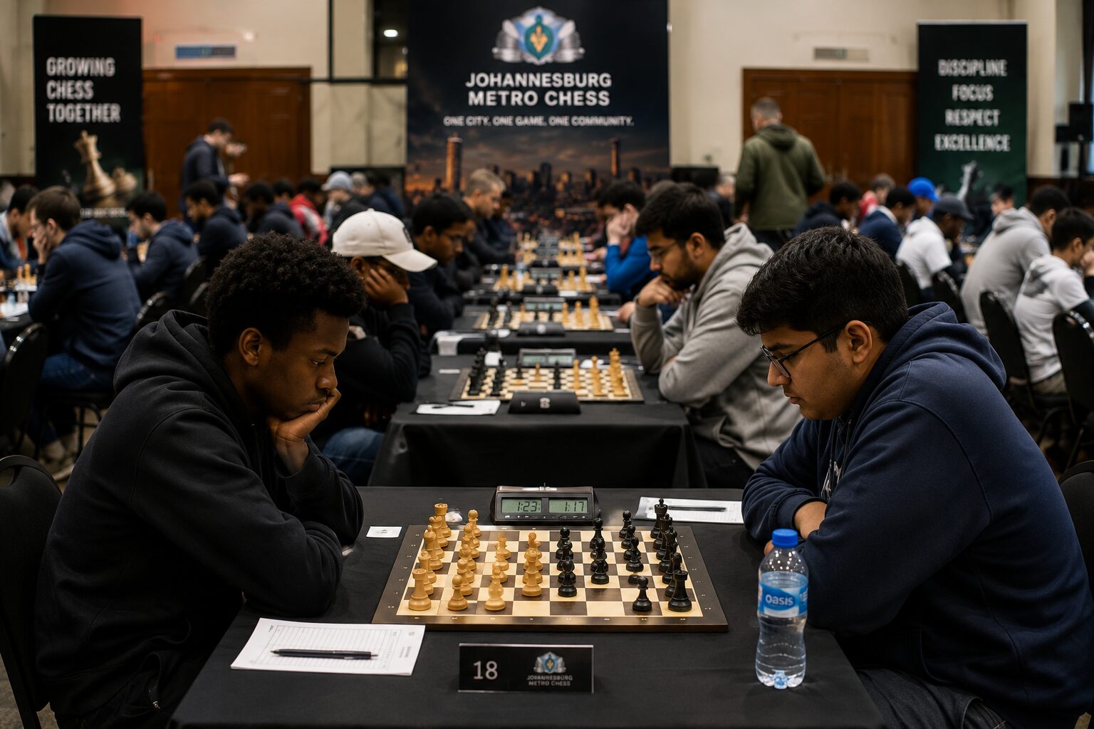 Players competing in a Johannesburg chess event